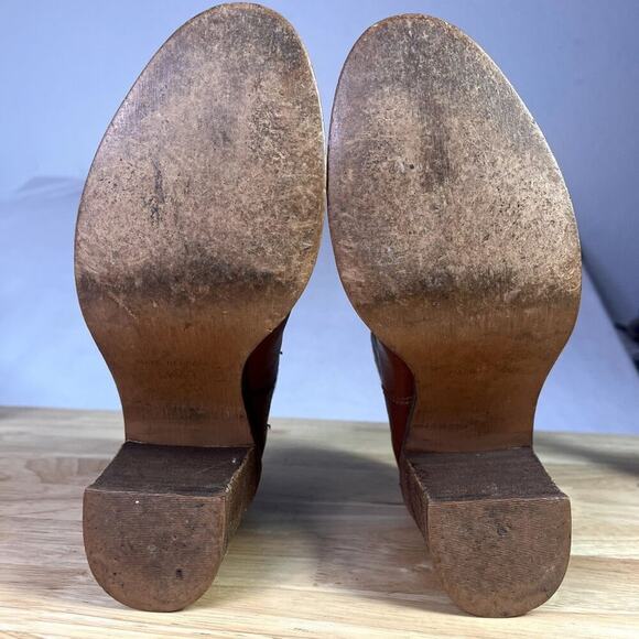 Madewell Boots Womens 7.5 Brown The Ryan Chelsea Leather Stacked Heel E2331 - Picture 12 of 15